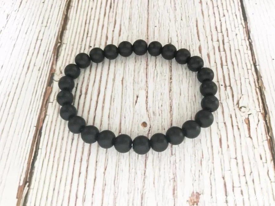 Natural Matte Black Onyx Mala Bead Bracelet