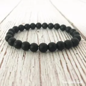 Natural Matte Black Onyx Mala Bead Bracelet