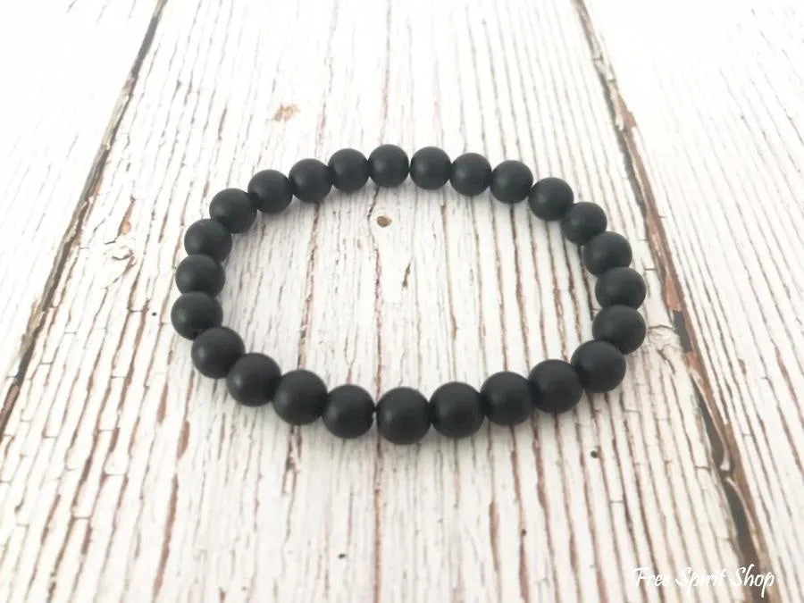 Natural Matte Black Onyx Mala Bead Bracelet