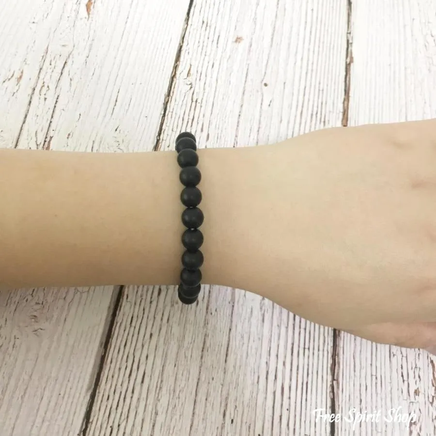 Natural Matte Black Onyx Mala Bead Bracelet