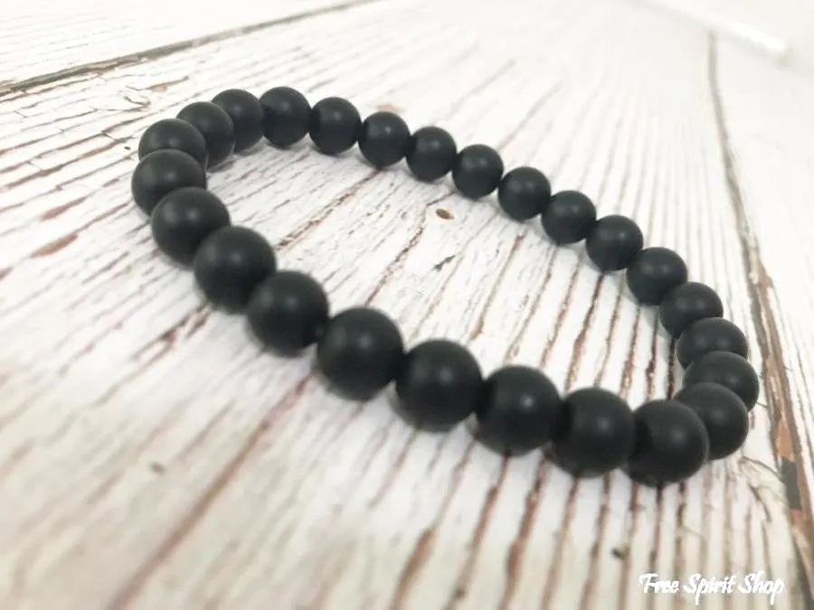 Natural Matte Black Onyx Mala Bead Bracelet