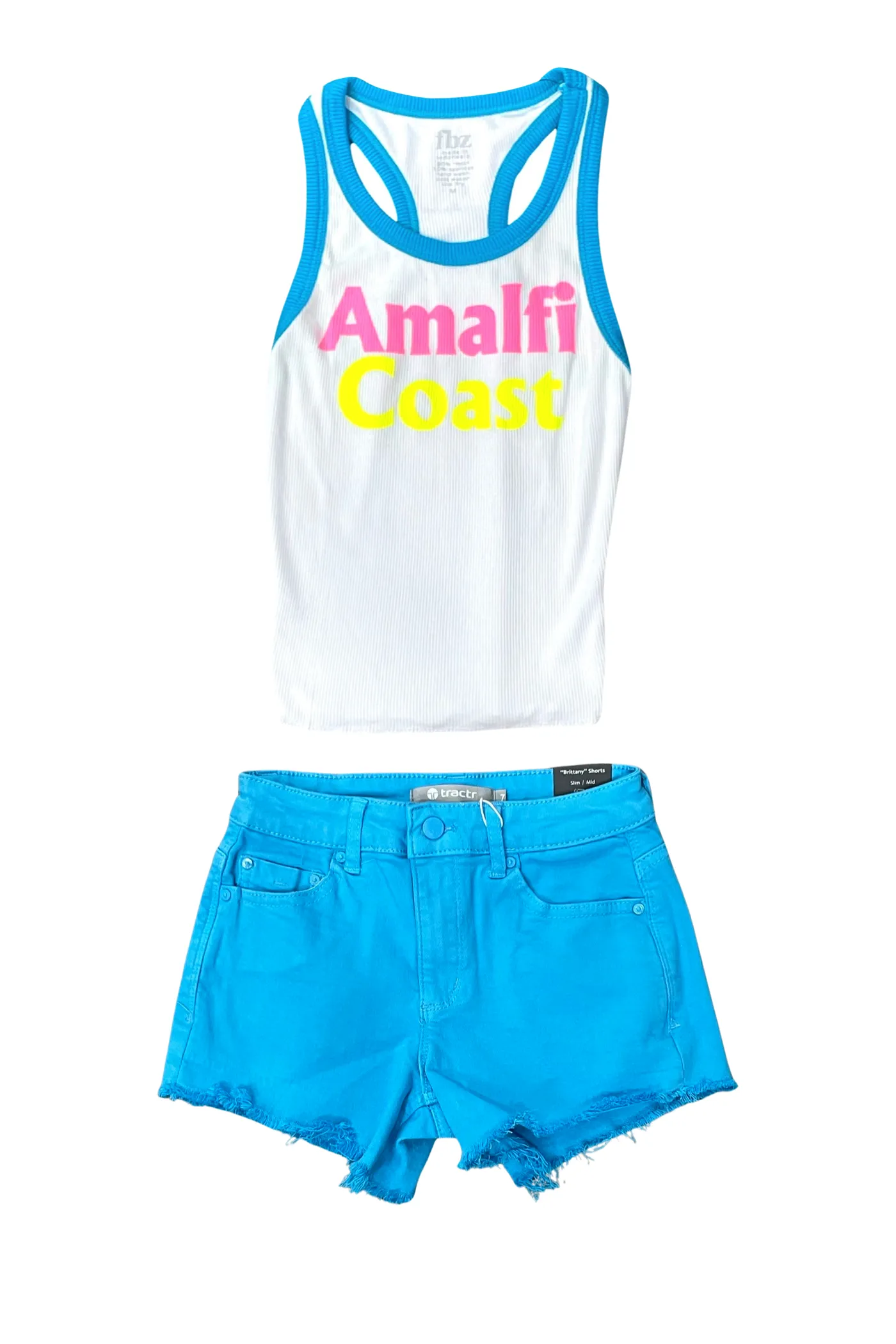 Neon Blue Brittany Denim Shorts