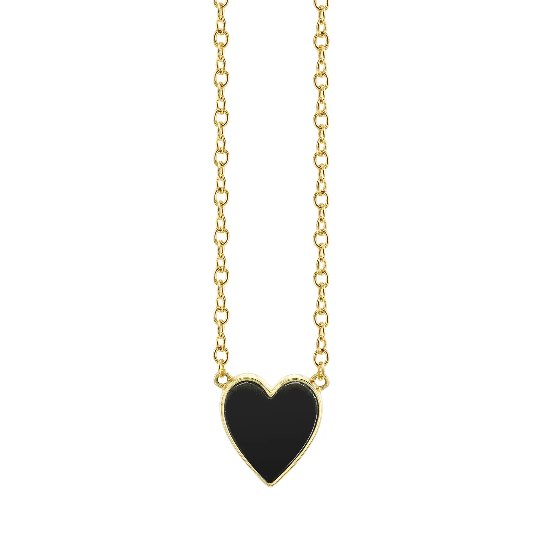 Onyx Heart Necklace - Black Onyx / 14k Yellow Gold