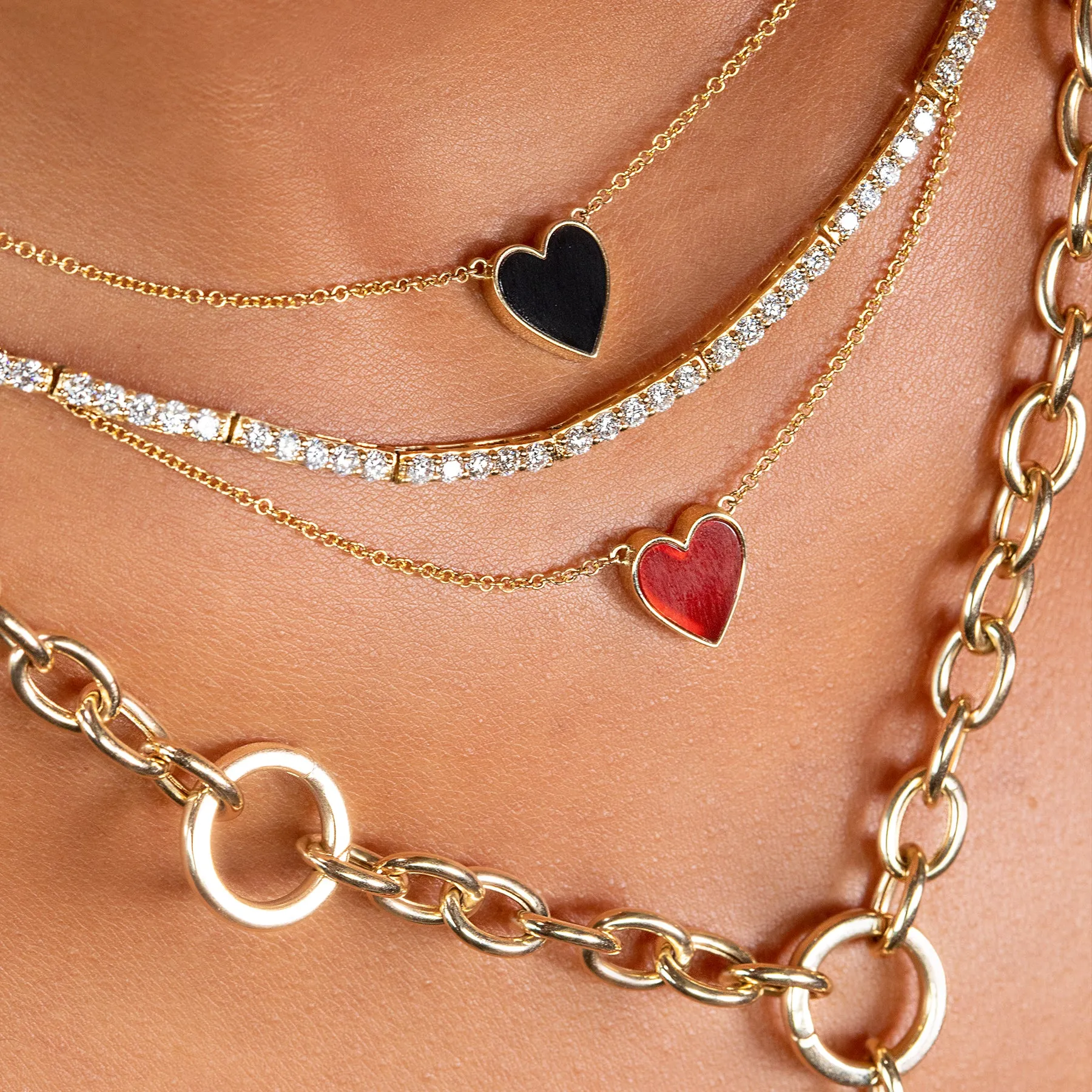 Onyx Heart Necklace - Black Onyx / 14k Yellow Gold