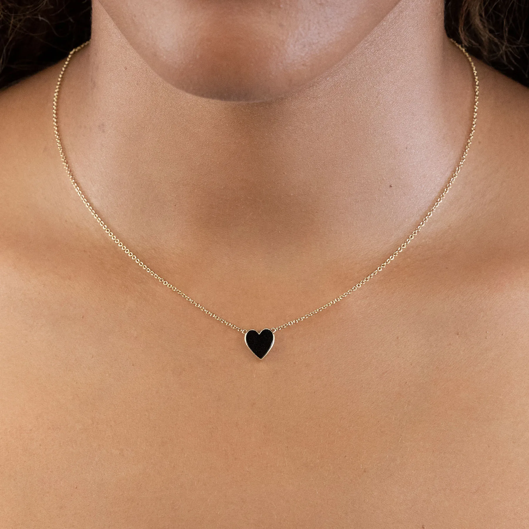 Onyx Heart Necklace - Black Onyx / 14k Yellow Gold