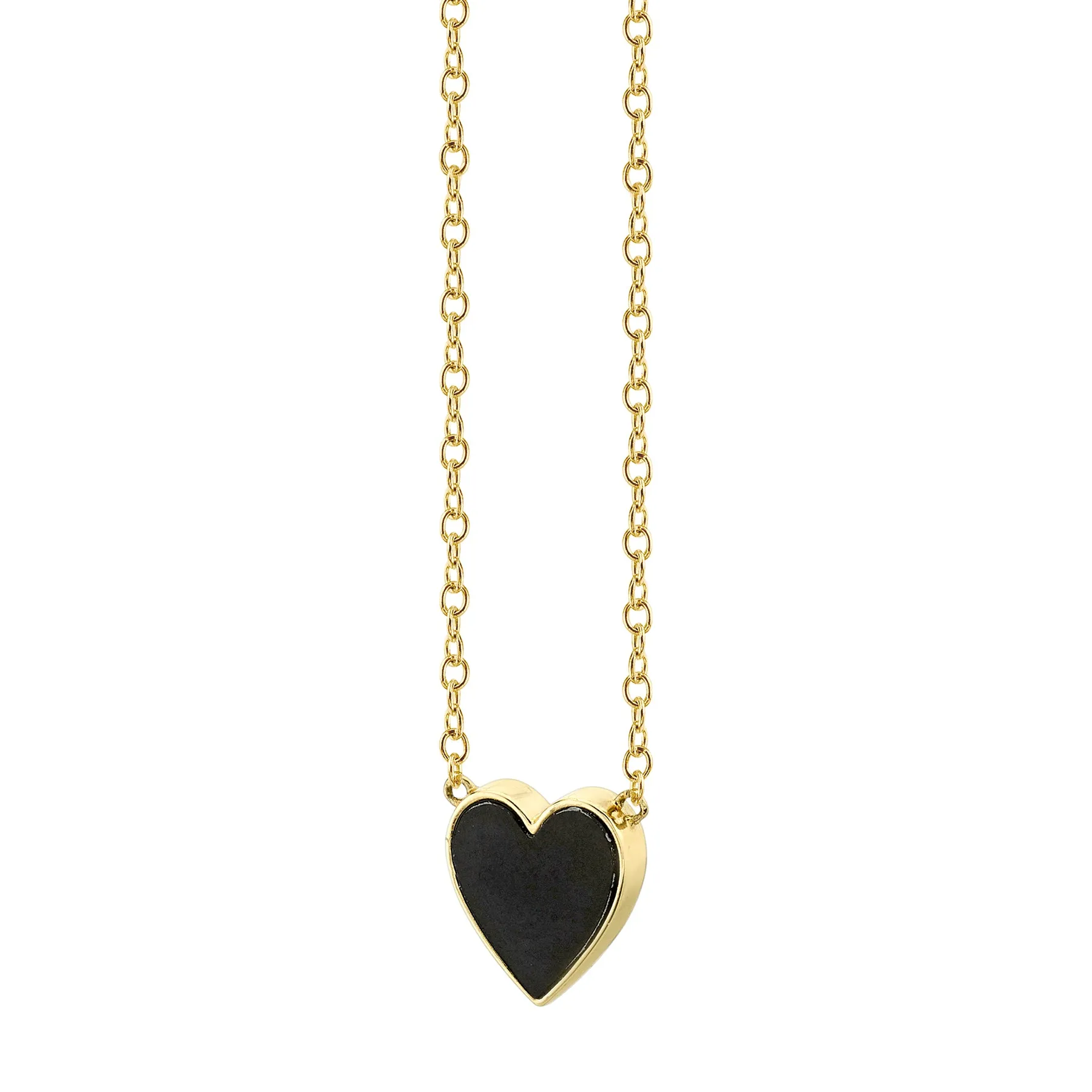 Onyx Heart Necklace - Black Onyx / 14k Yellow Gold