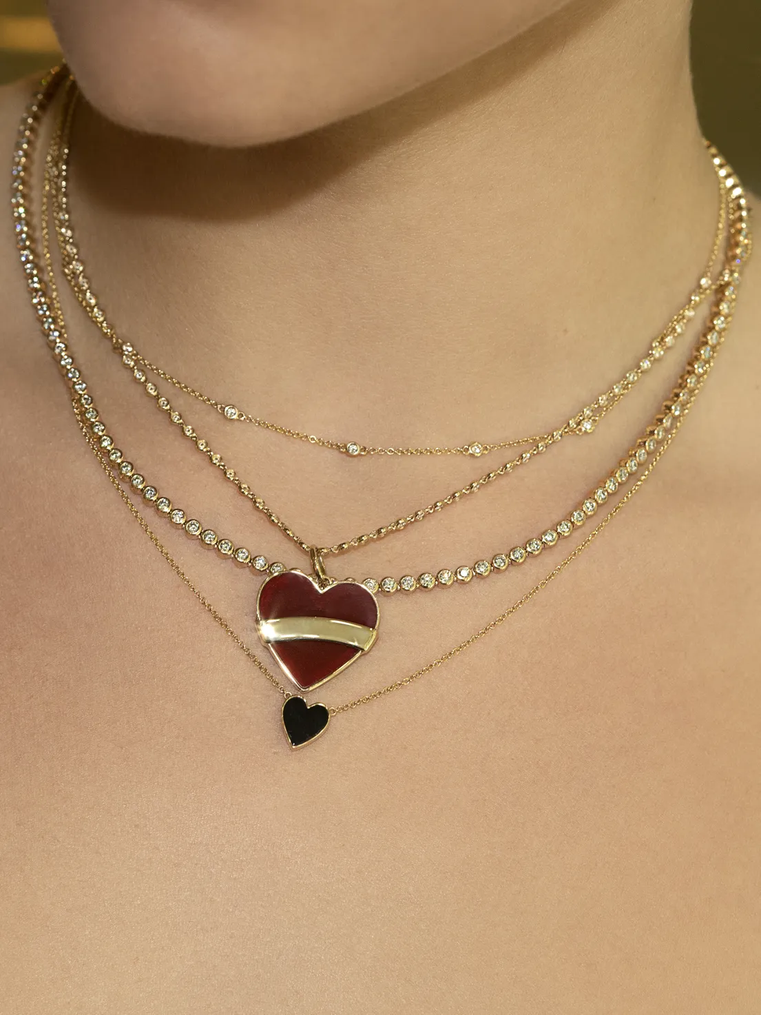 Onyx Heart Necklace - Black Onyx / 14k Yellow Gold