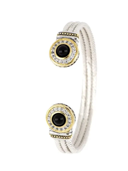 Pavé with Genuine Black Onyx Cuff Bracelet by John Medeiros