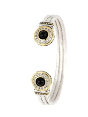 Pavé with Genuine Black Onyx Cuff Bracelet by John Medeiros