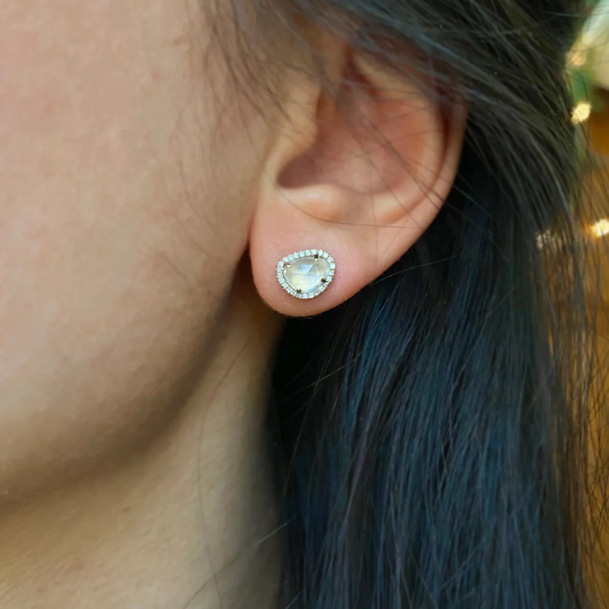 Pebble Studs - Moonstone