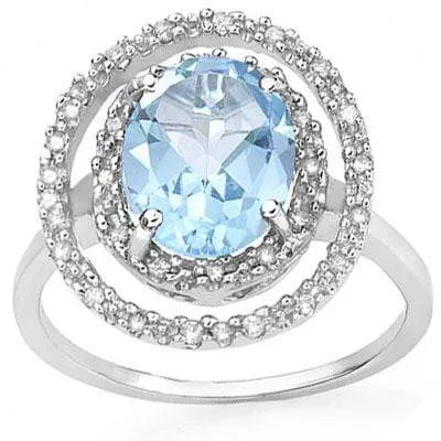 PERFECT 2.37 CARAT TW (31 PCS) BLUE TOPAZ & GENUINE DIAMOND 10K SOLID WHITE GOLD