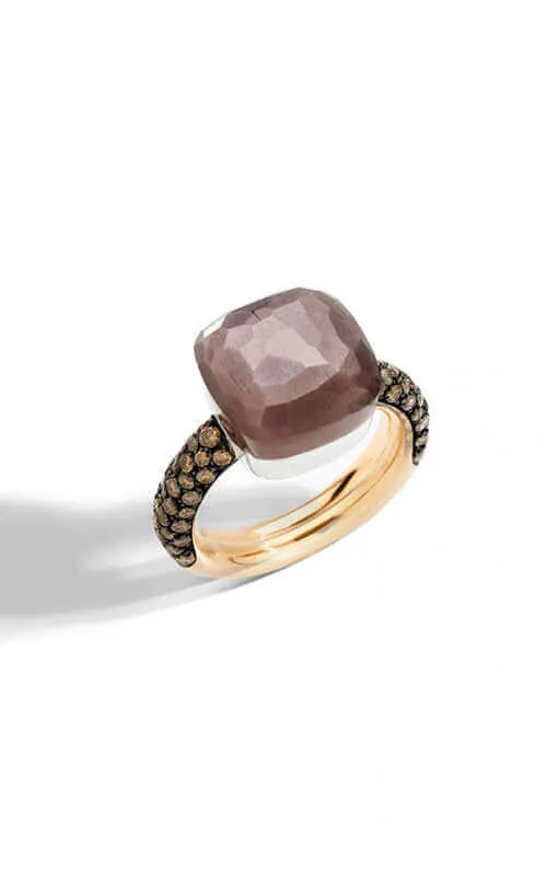 Pomellato Nudo Maxi Ring 18k Rose Gold and Dark Brown Moonstone/Brown Diamonds PAB4010O6BKRBRADD