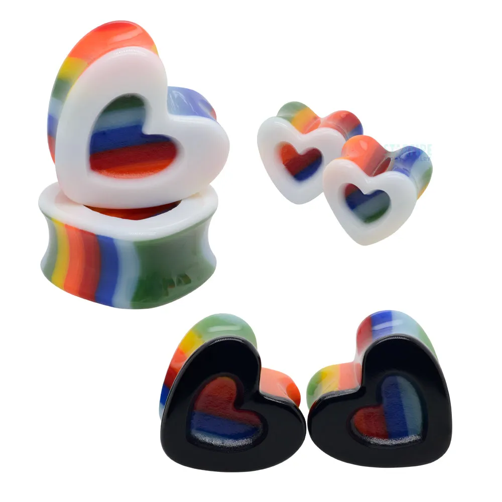 Pride Heart Glass Plugs