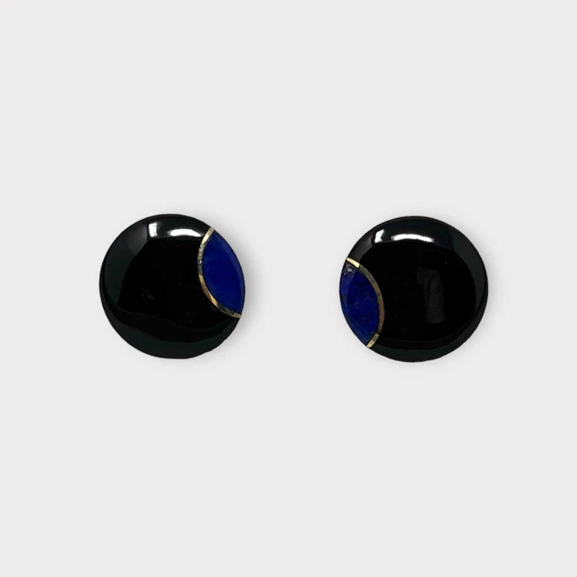 Quarter Moon Onyx and Lapis earrings