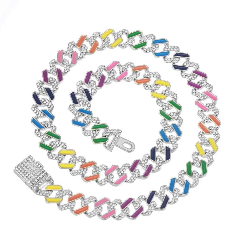 Rainbow Cuban Chain Necklace