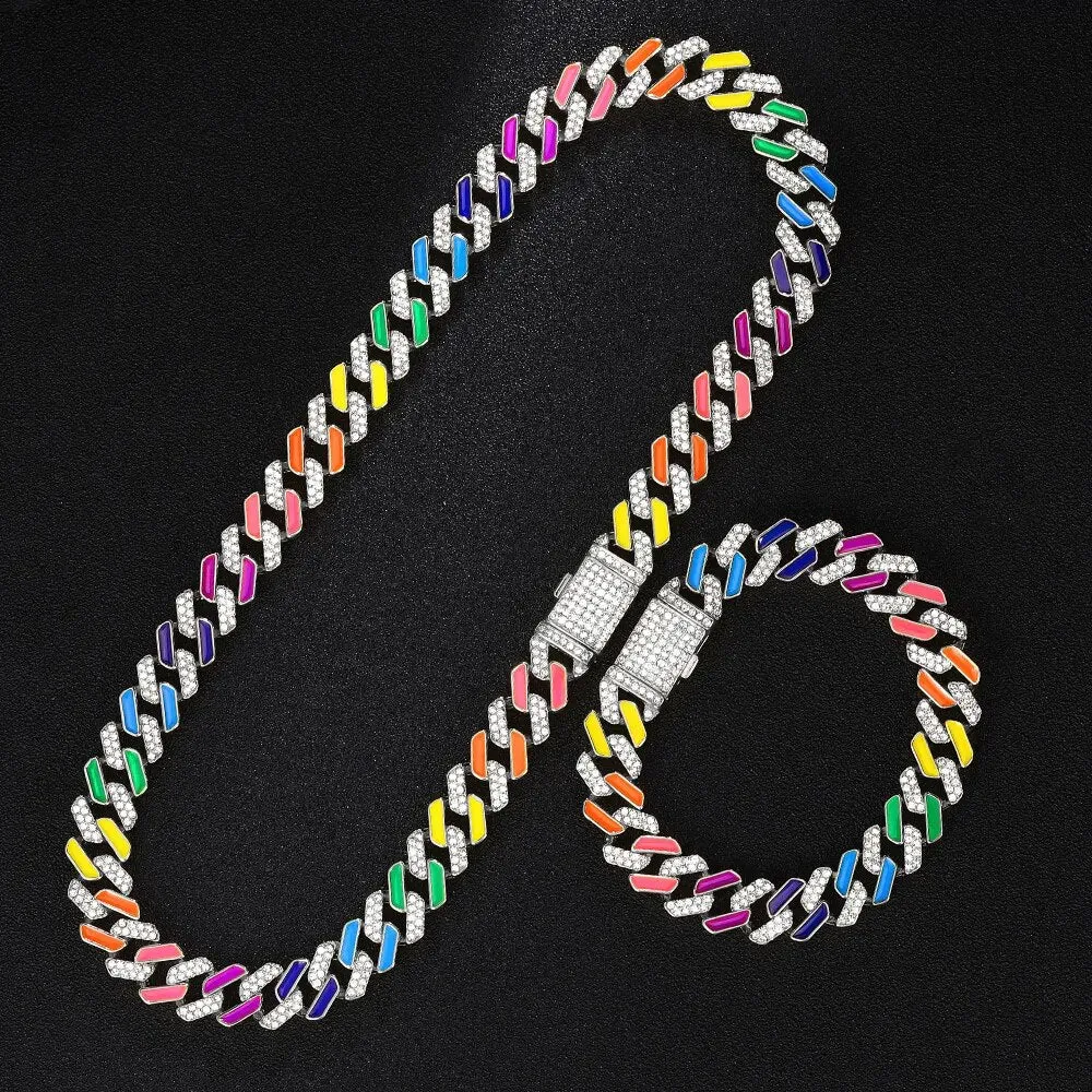 Rainbow Cuban Chain Necklace