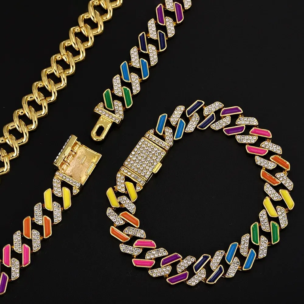 Rainbow Cuban Chain Necklace