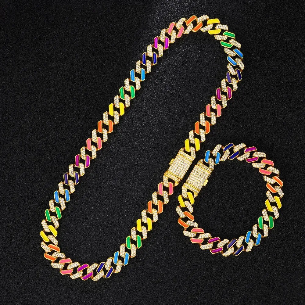 Rainbow Cuban Chain Necklace