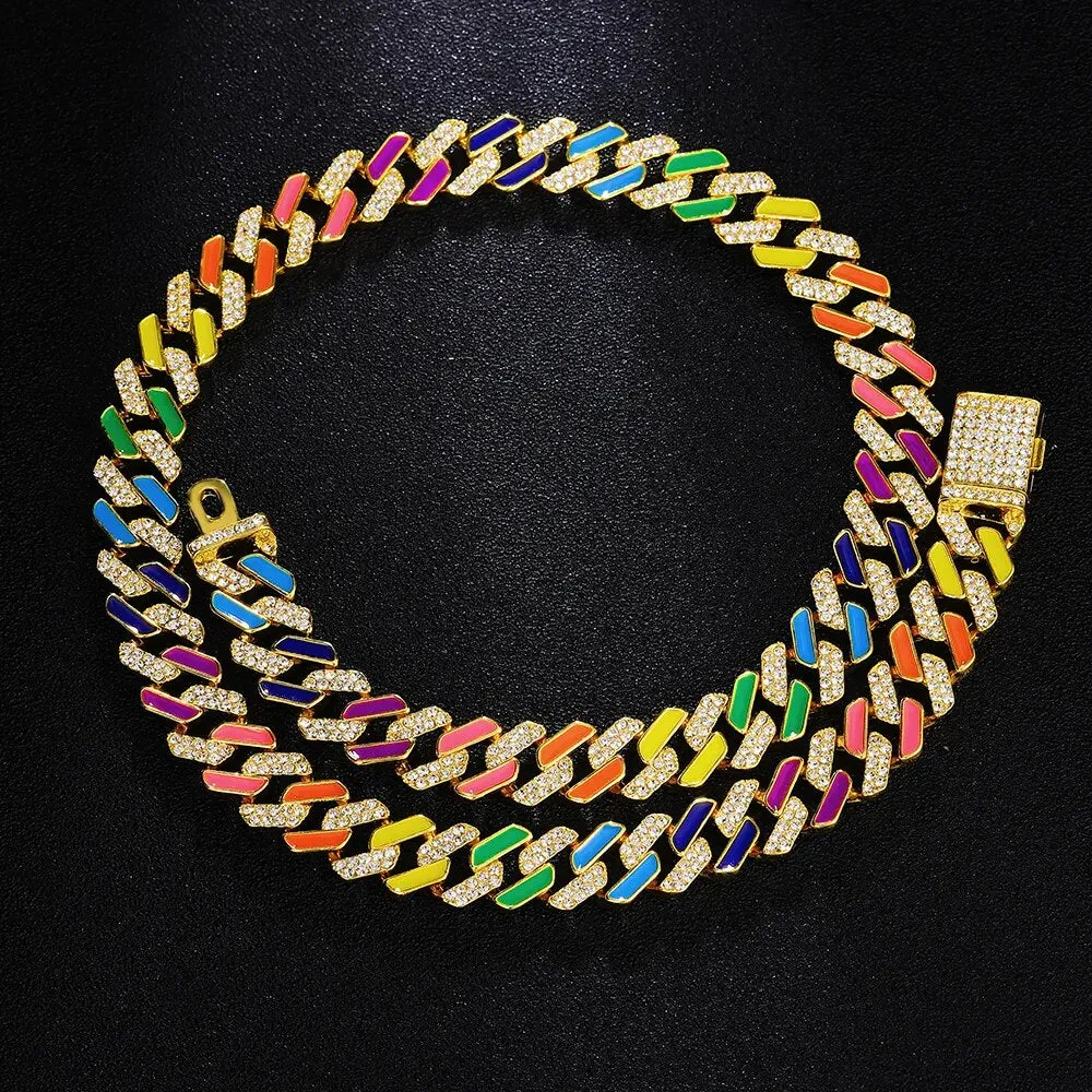 Rainbow Cuban Chain Necklace