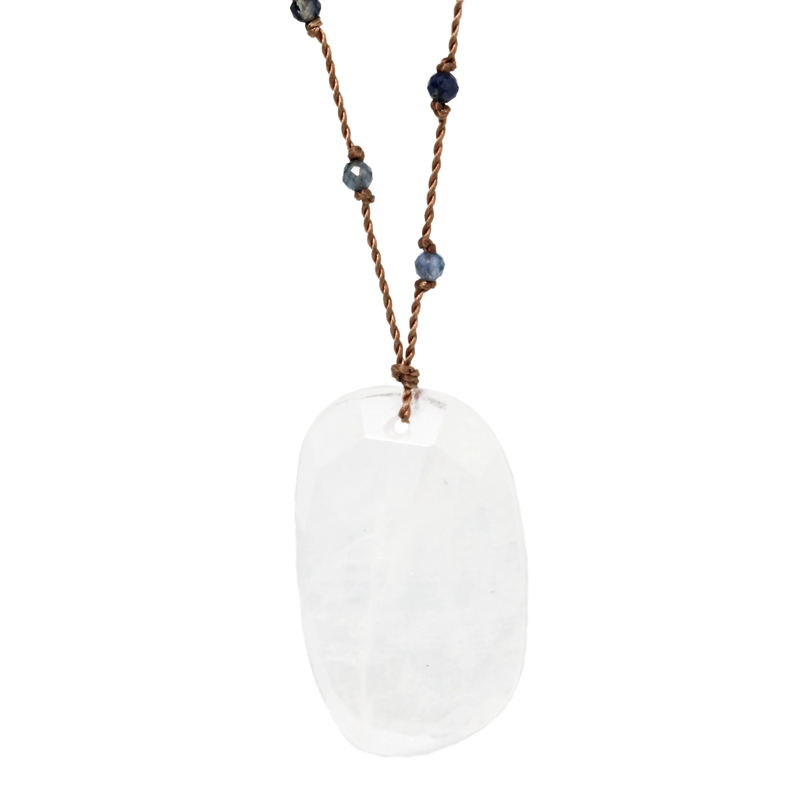 Rainbow Moonstone + Sapphire Necklace