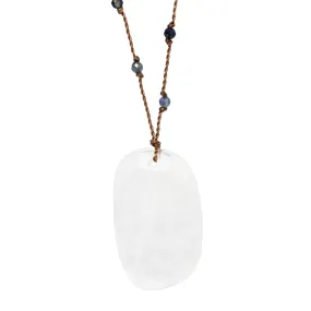 Rainbow Moonstone + Sapphire Necklace