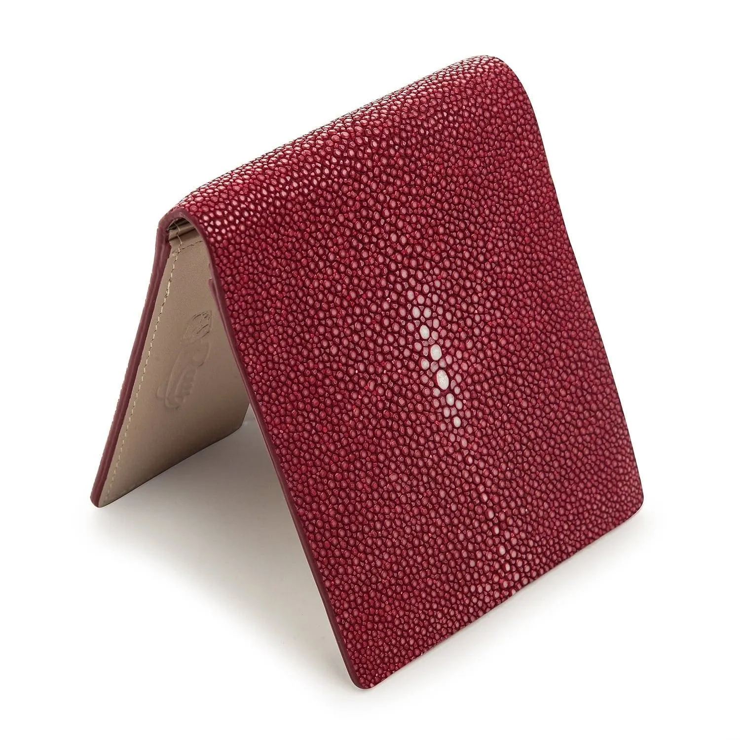 Red Burgundy Genuine Stingray Skin Leather Men's Wallet