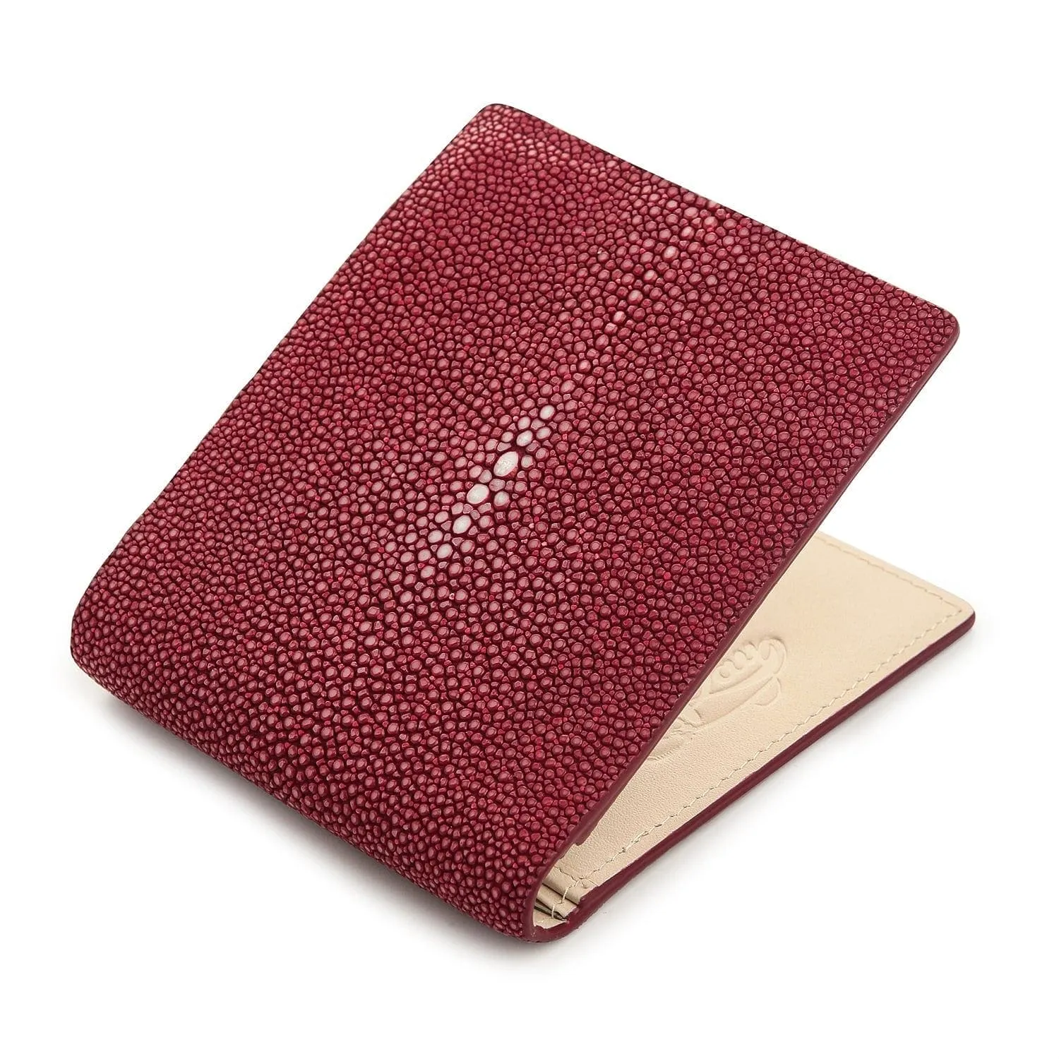 Red Burgundy Genuine Stingray Skin Leather Men's Wallet