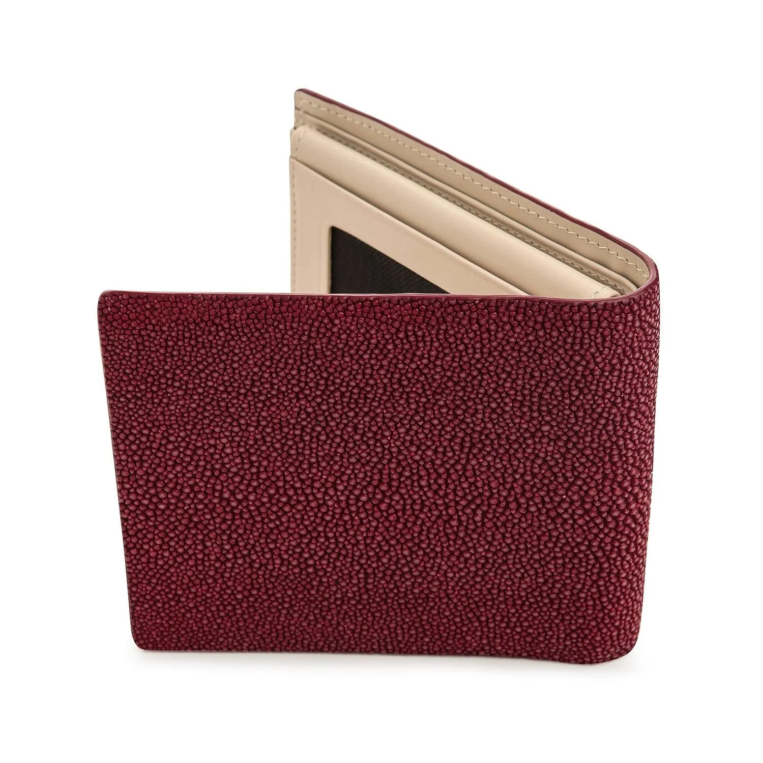 Red Burgundy Genuine Stingray Skin Leather Men's Wallet