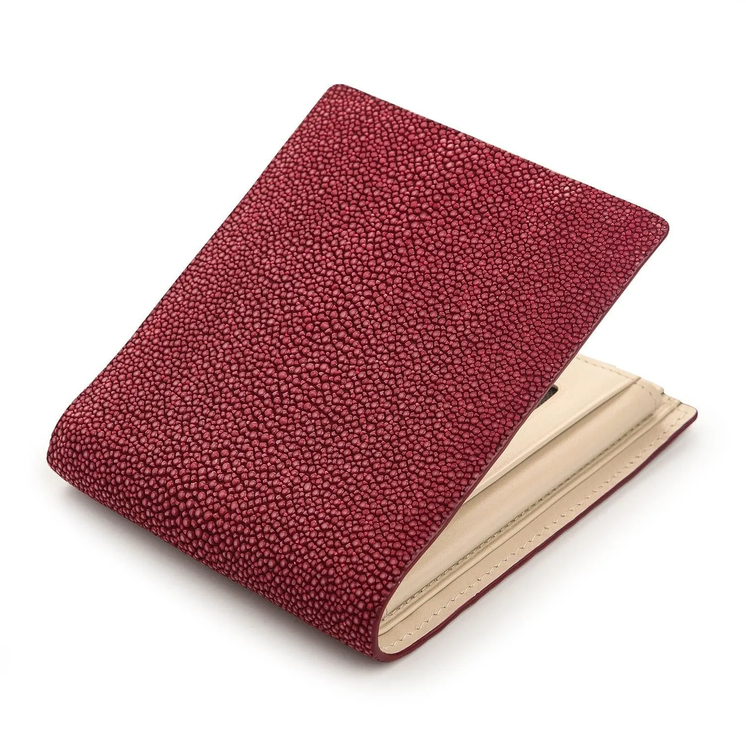 Red Burgundy Genuine Stingray Skin Leather Men's Wallet