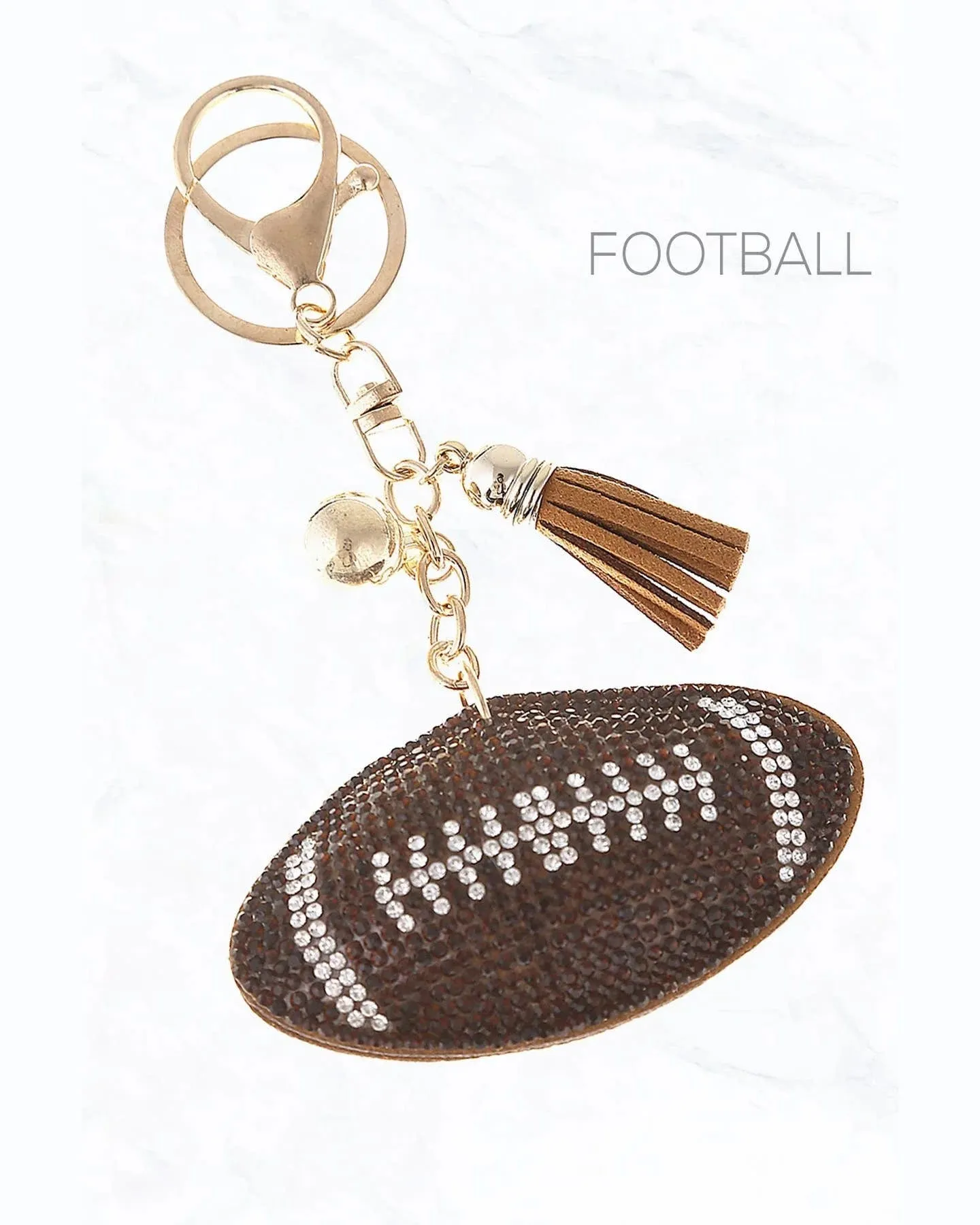 Rhinestone Football Keychain