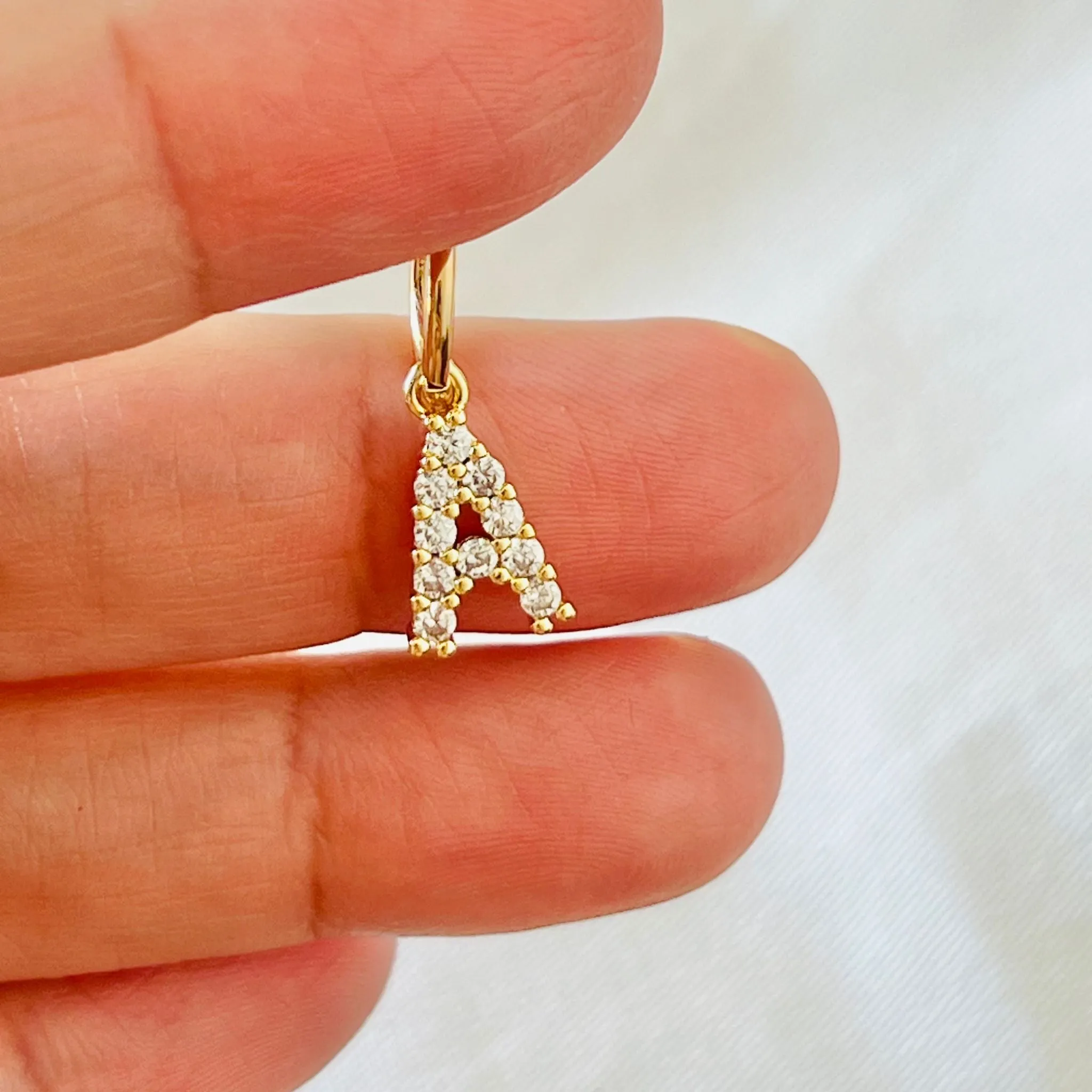 Rhinestone Letter Charm