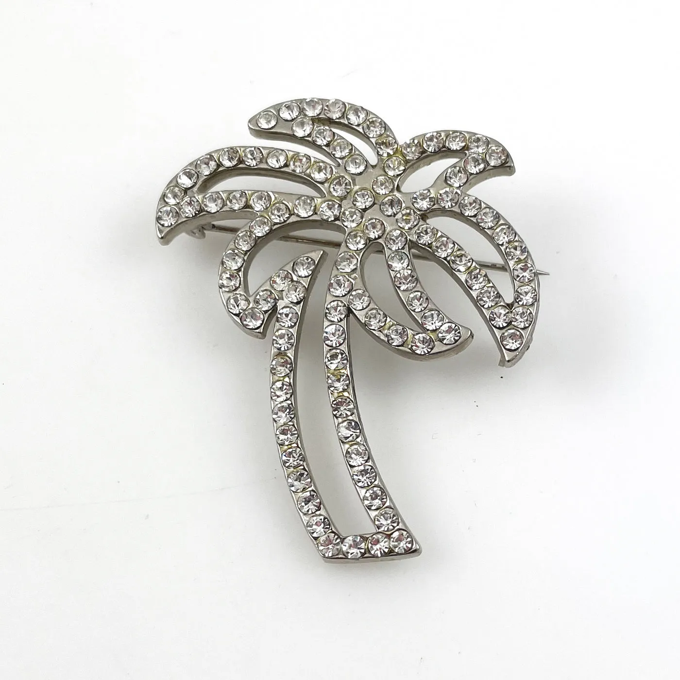 Rhinestone Palm Tree Brooch