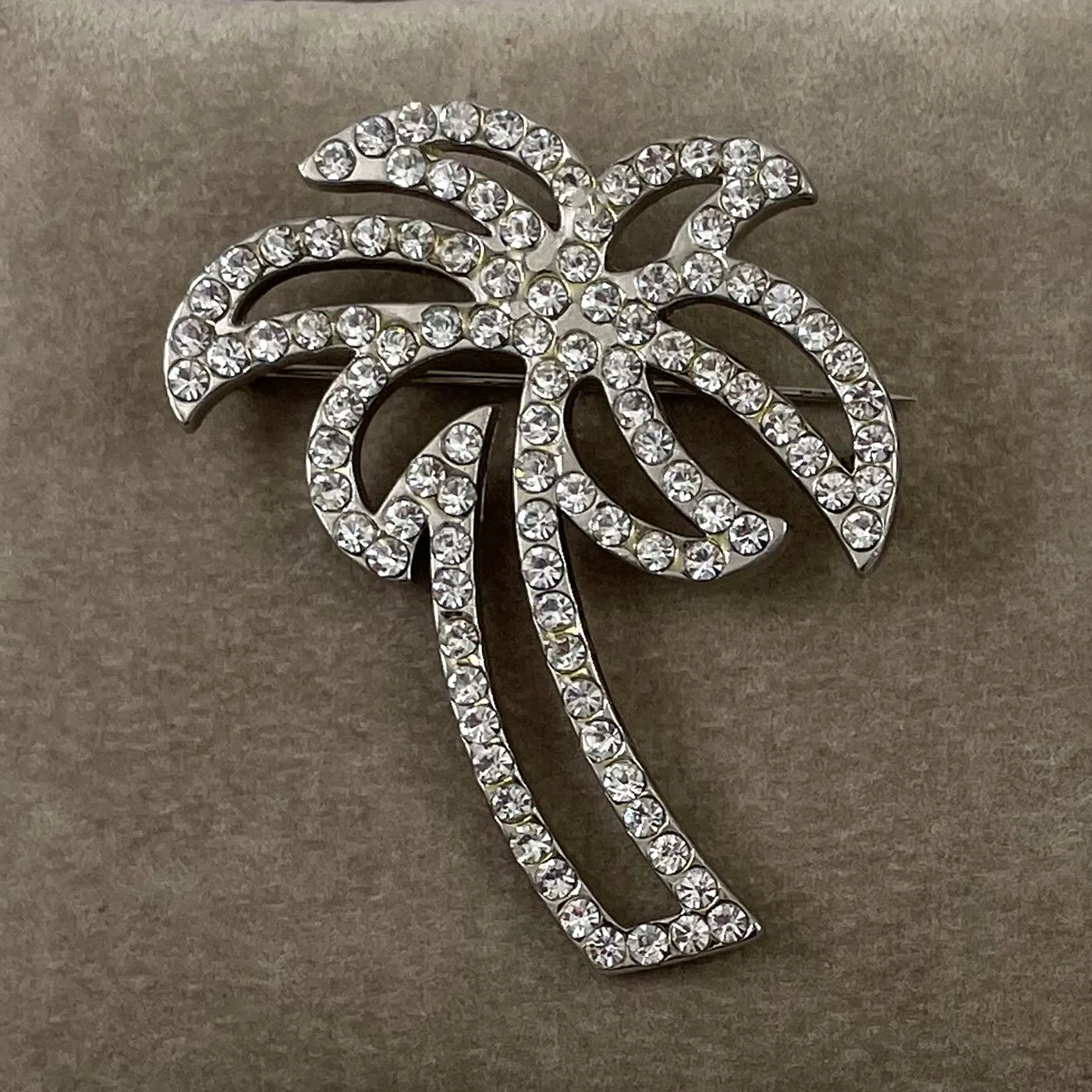 Rhinestone Palm Tree Brooch