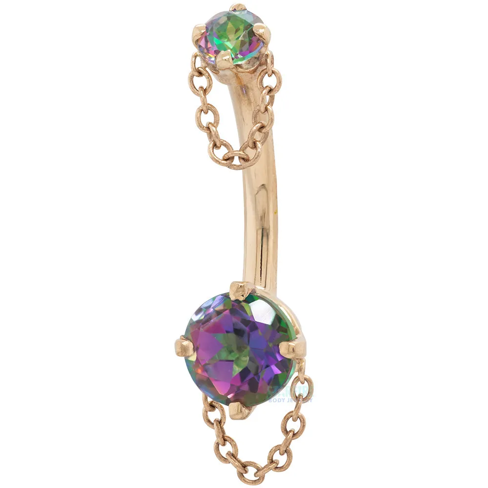 Rianna Navel Curve in Gold with Mystic Topaz