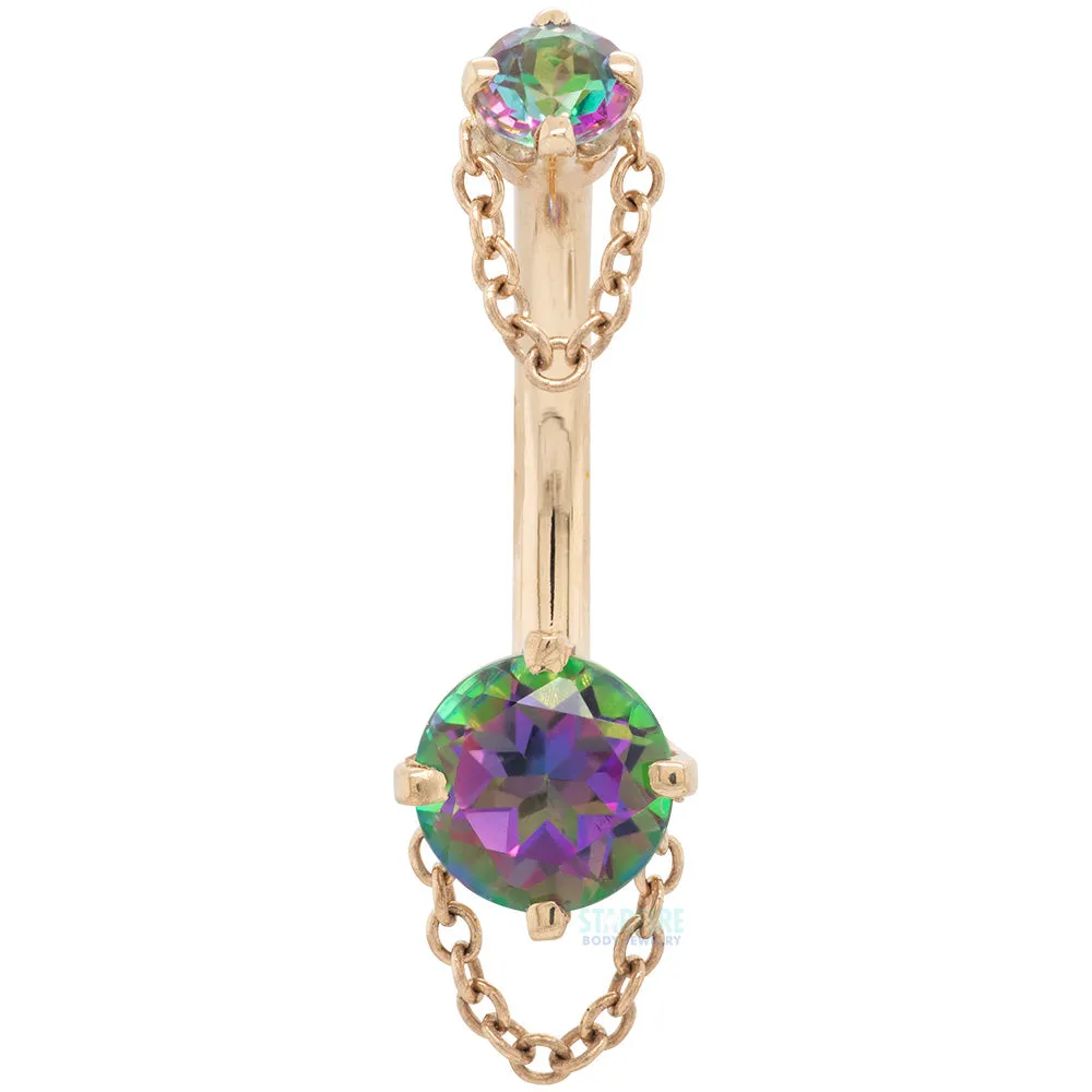 Rianna Navel Curve in Gold with Mystic Topaz