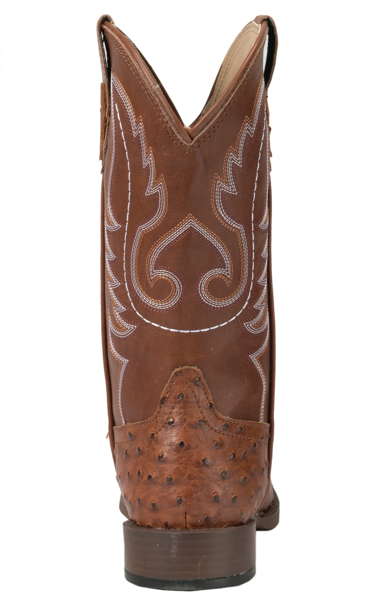 Roper Youth Brown Ostrich Print Square Toe Cowboy Boots