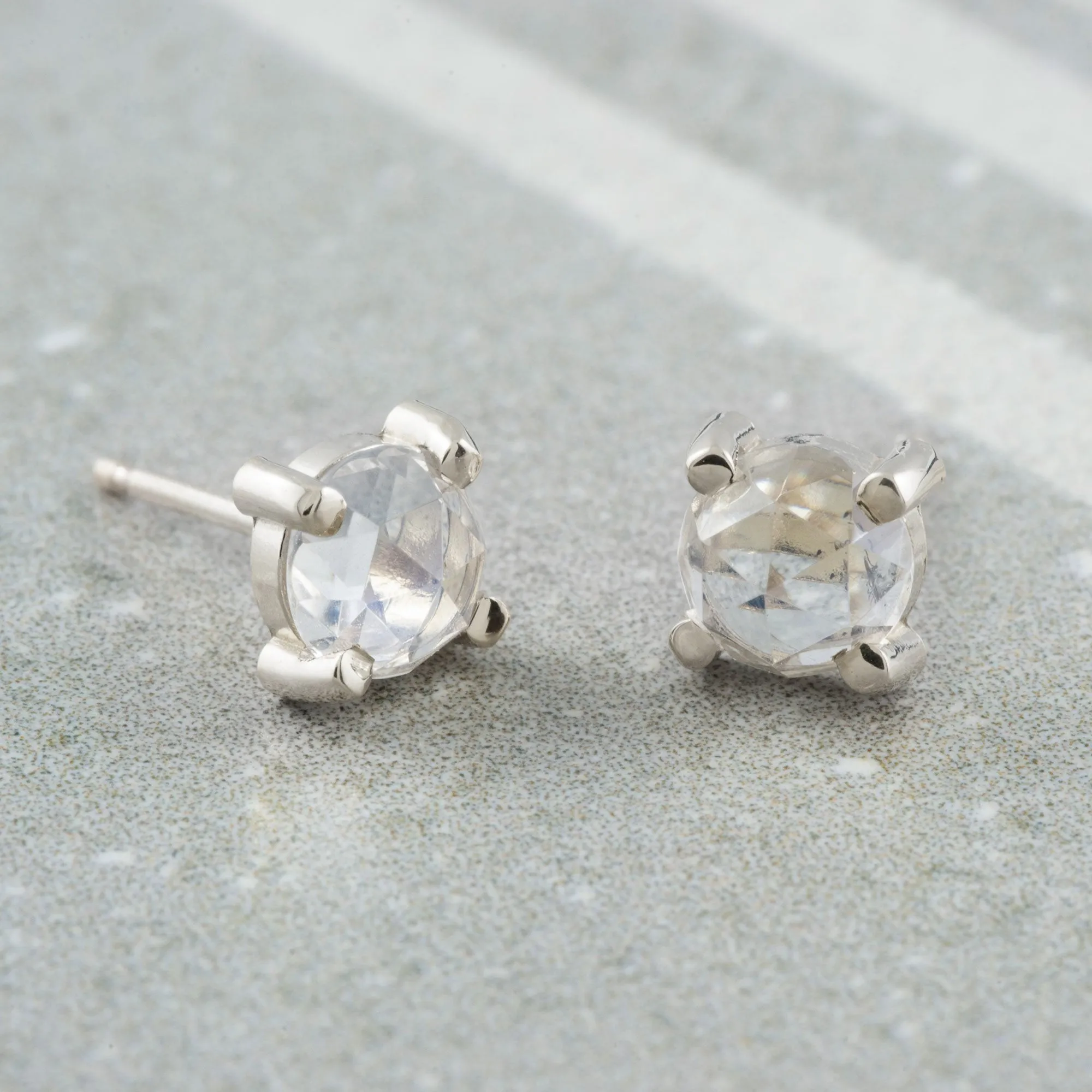 Rose Cut Moonstone Studs