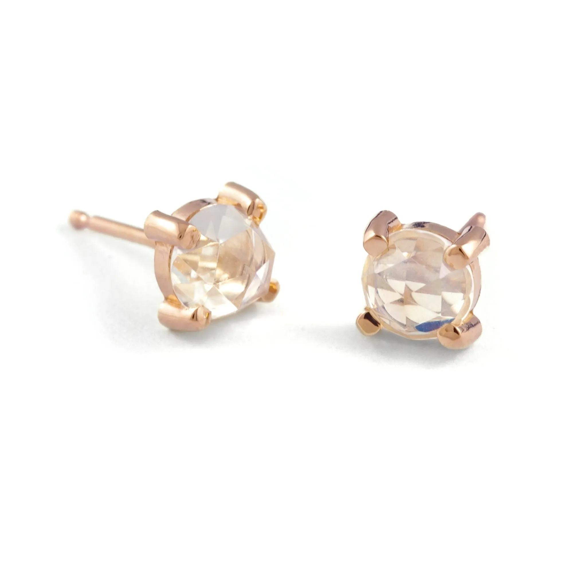 Rose Cut Moonstone Studs