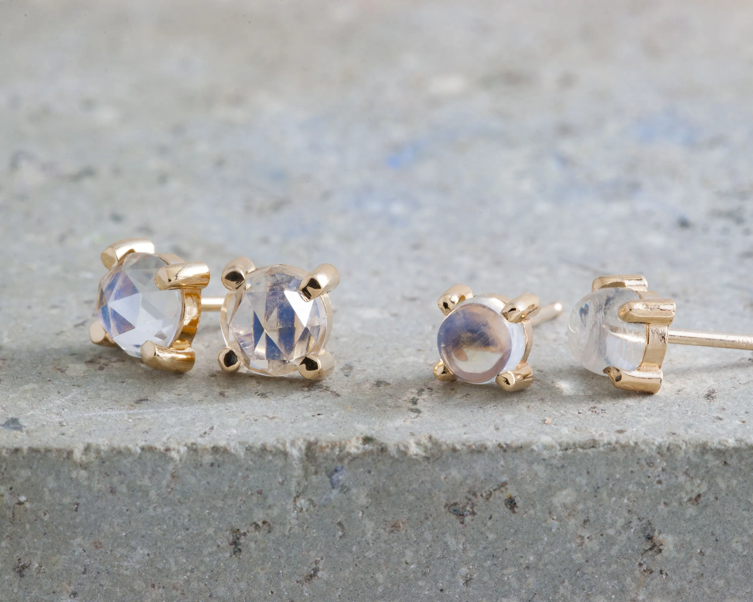 Rose Cut Moonstone Studs