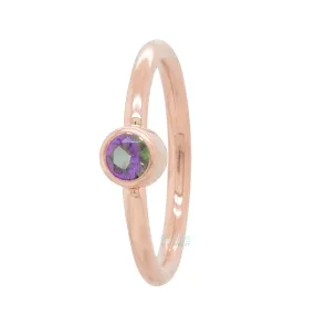 Round Fixed Bezel Seam Ring (FBR) in Gold with Mystic Topaz