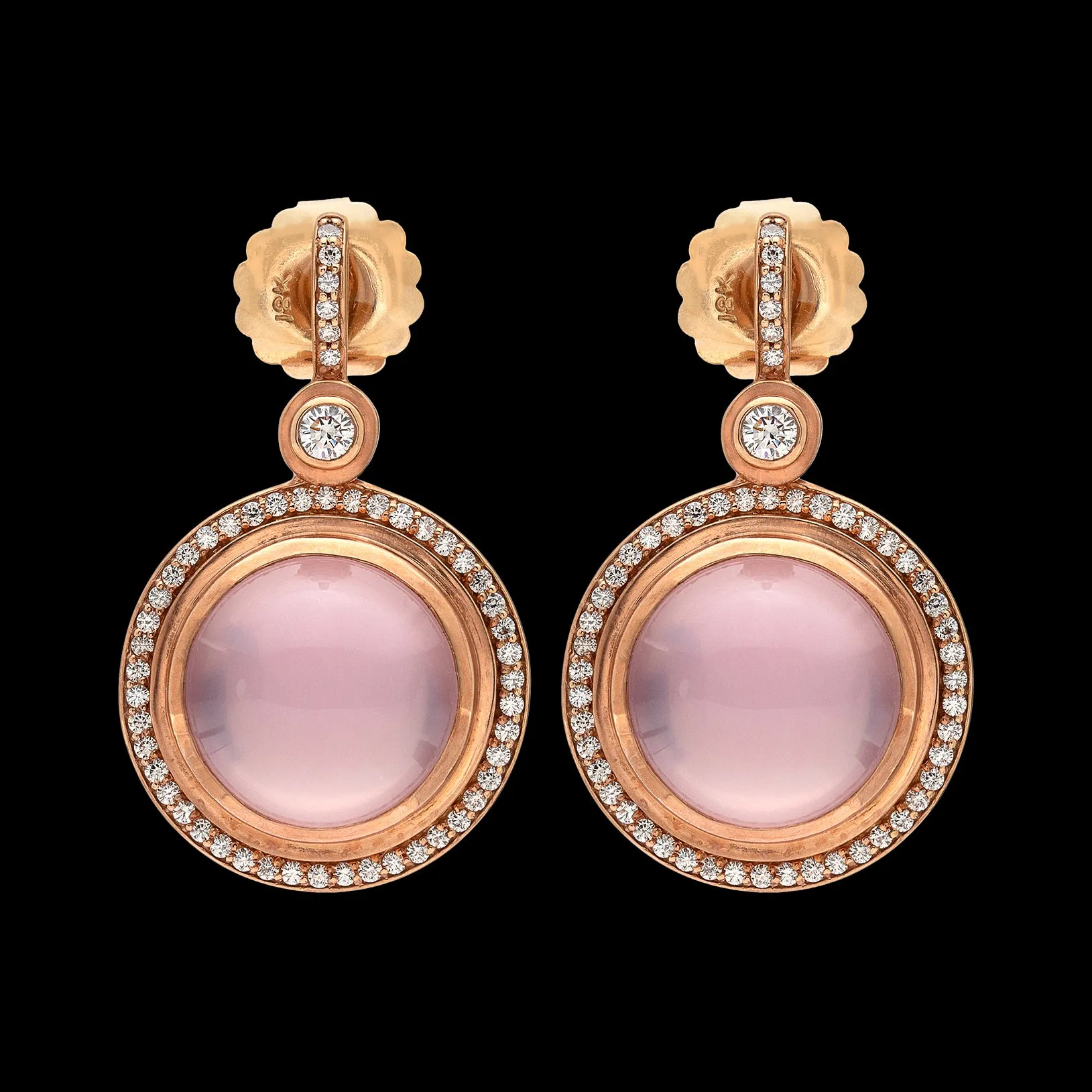 Sam Lehr Pink Moonstone & Diamond Earrings