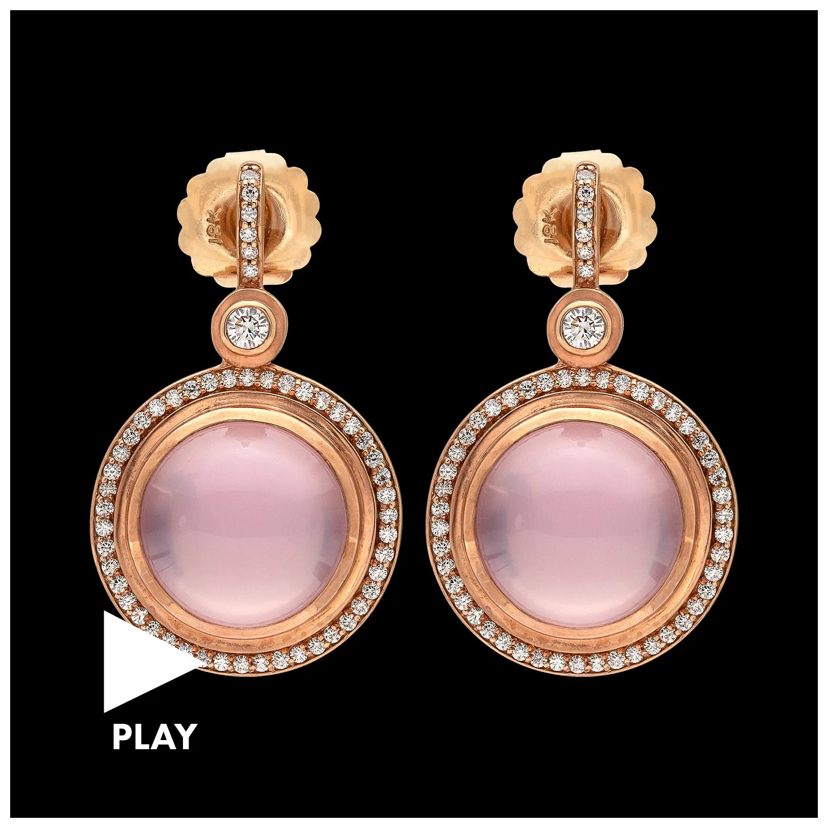 Sam Lehr Pink Moonstone & Diamond Earrings