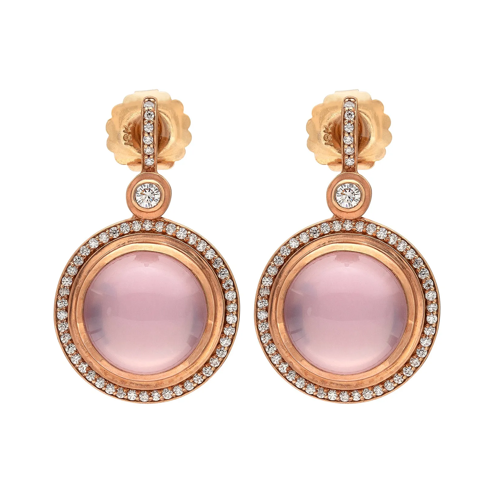 Sam Lehr Pink Moonstone & Diamond Earrings