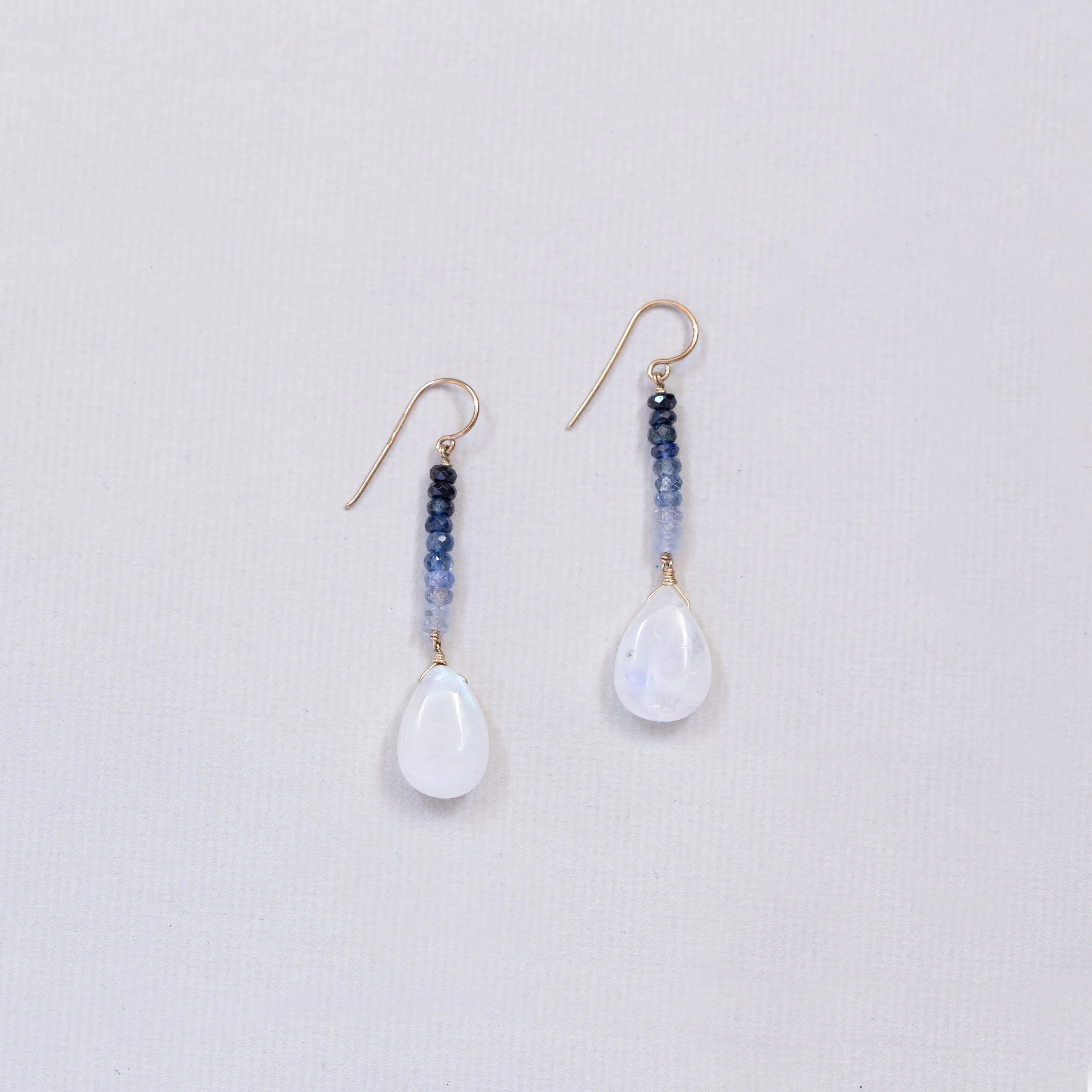 Sapphire and Moonstone Drop Earrings