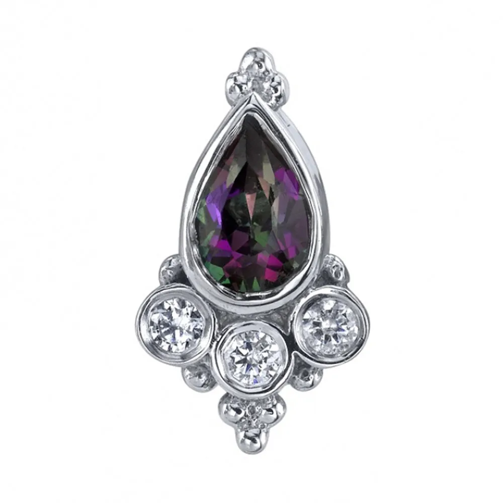 Sarai Pear Threaded End in Gold with Mystic Topaz & Diamonds