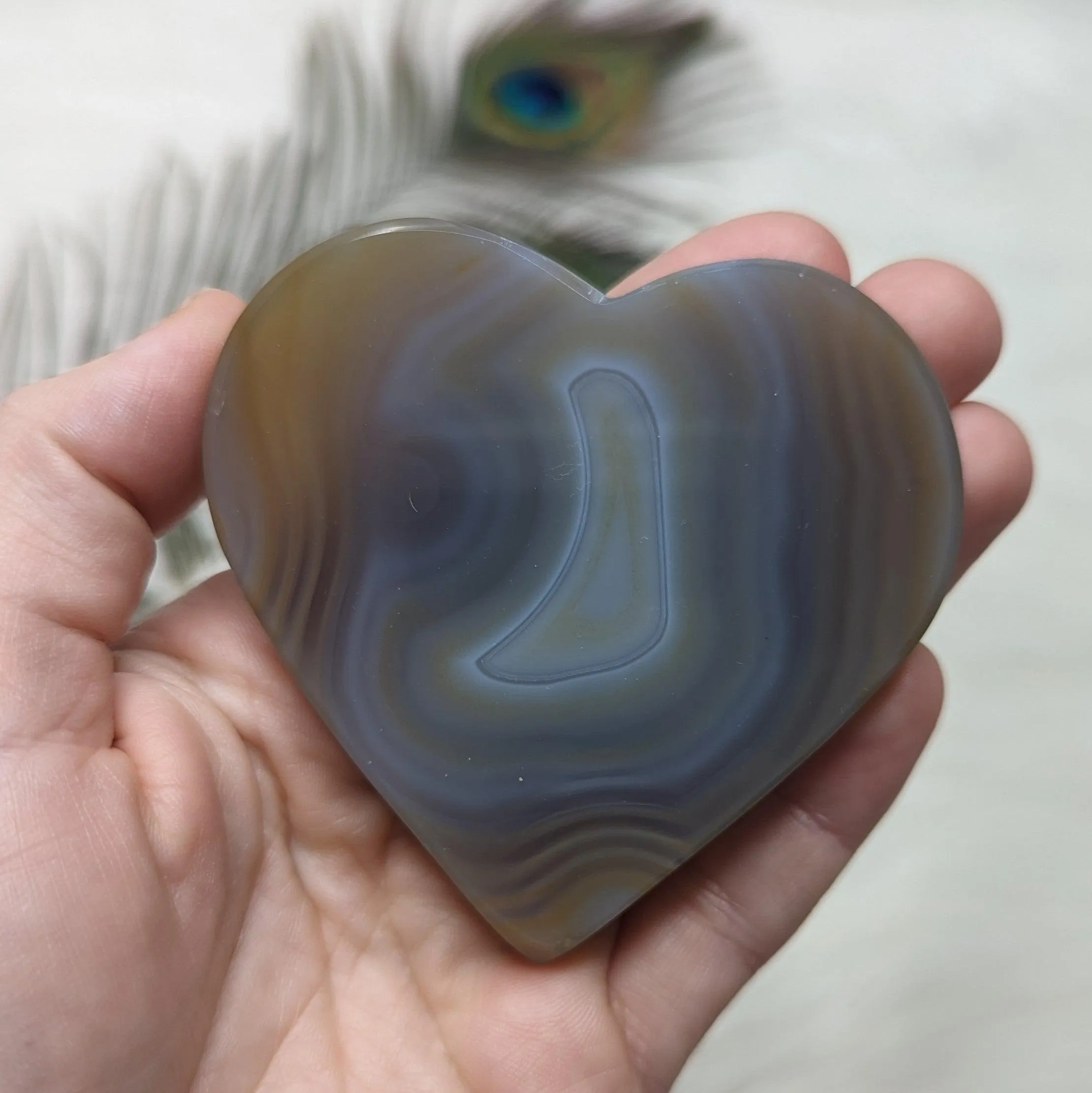 Small ,Earth Toned, Natural Agate Heart Carving ~ Brazil