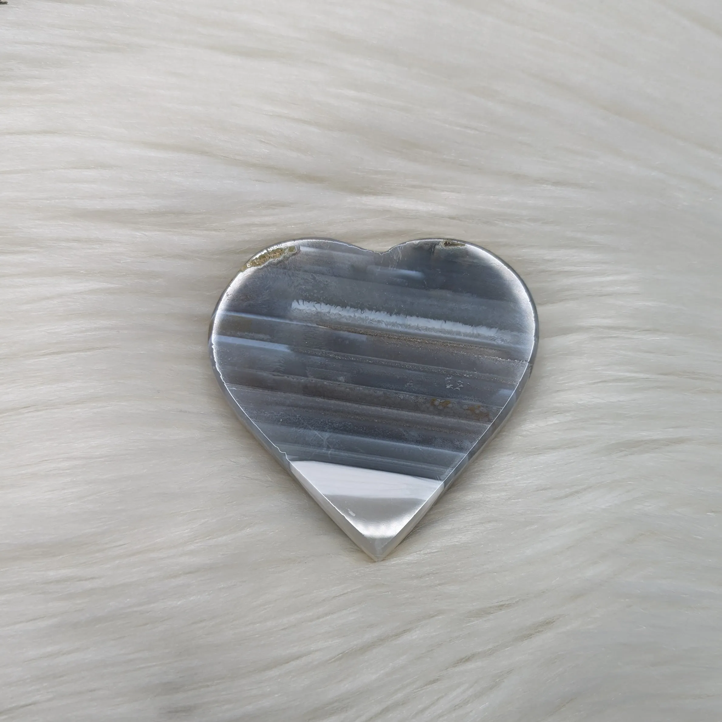 Small Natural Agate Heart Carving - Agate with Horizontal banding- From Brazil