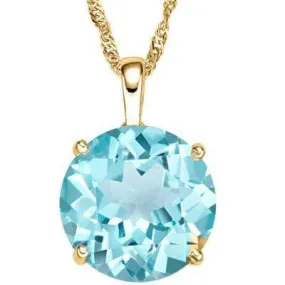 SMASHING 0.5 CARAT TW (1 PCS) BLUE TOPAZ 10K SOLID YELLOW GOLD PENDANT