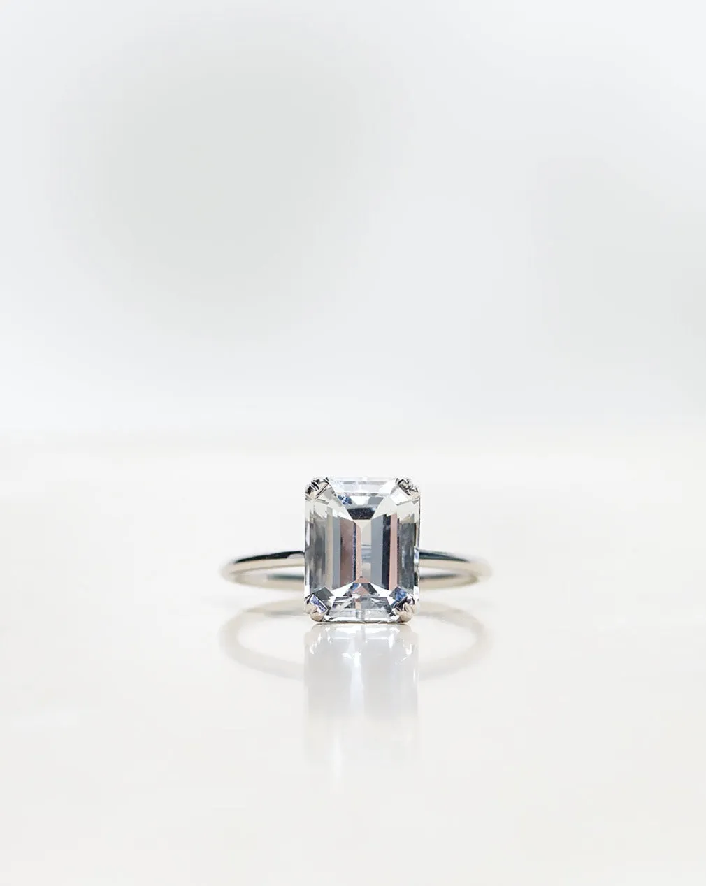 Solitaire Ring with White Topaz