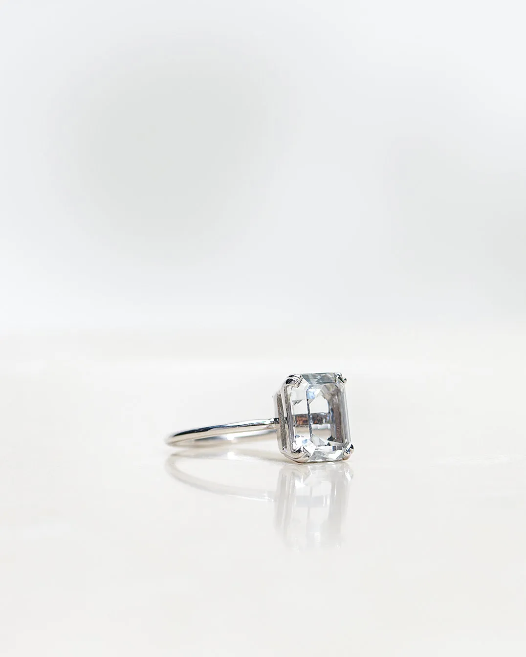 Solitaire Ring with White Topaz